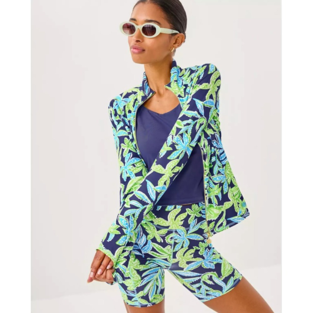 Lilly Pulitzer Breaker Jacket UPF 50+Zip Up Sapphire pool Tropical Tango ,Size S